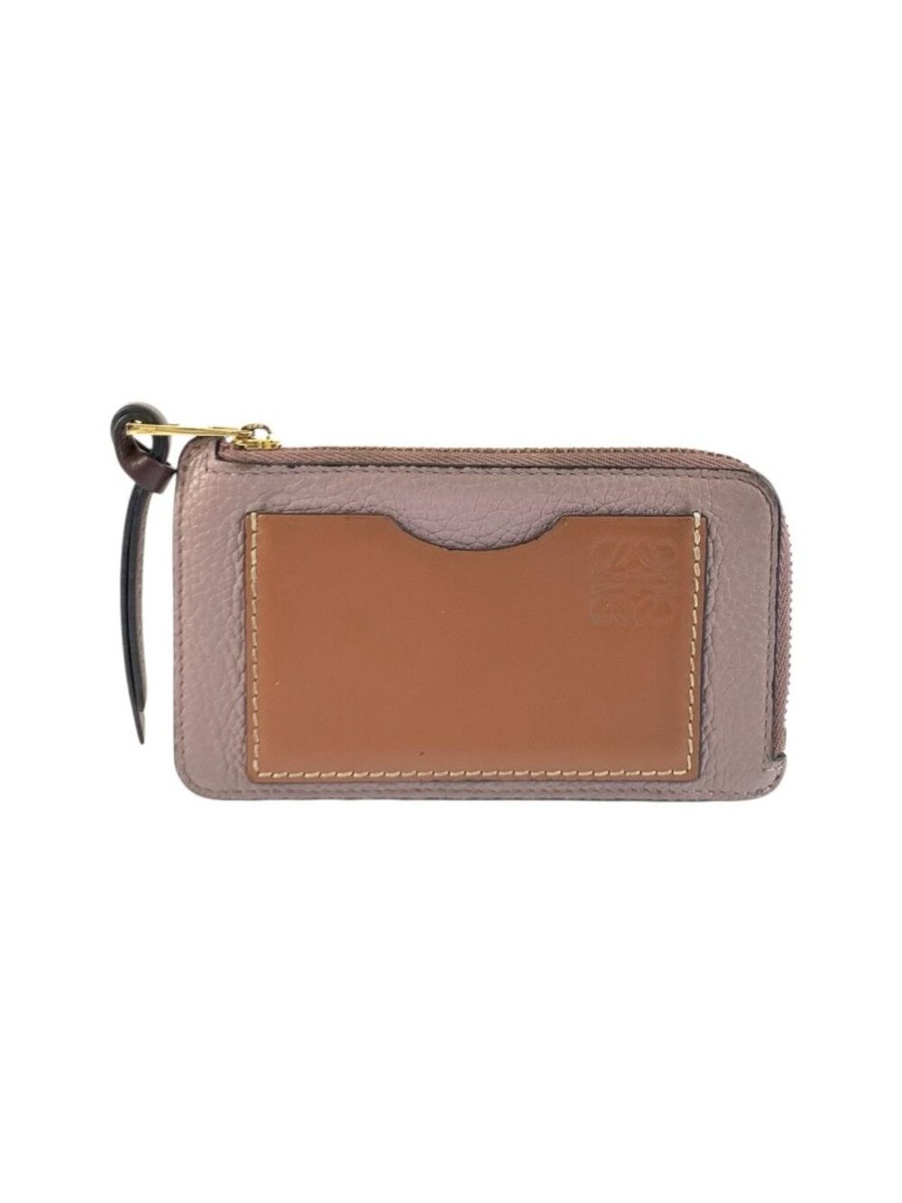 Loewe Anagram Purple Brown Gold Leather Coin Purse